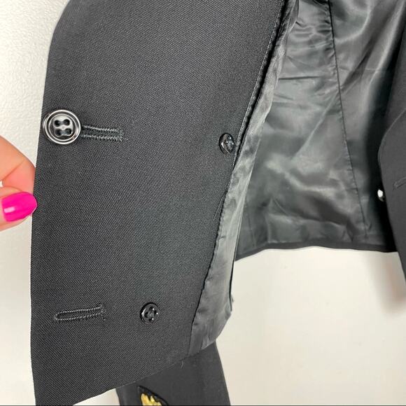 Black Blazer Gold Buttons & Detail Women Small to Medium - Picture 8 of 12